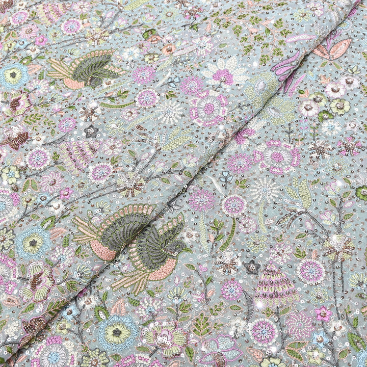 Viscose Georgette Thread & Sequins Embroidery 54"| Designer Fabrics | D28741-01