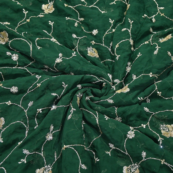 Premium Dyed Viscose Georgette Zari, Sequins & Moti Embroidery Fabric – Luxury Designer Fabric| V20895-1