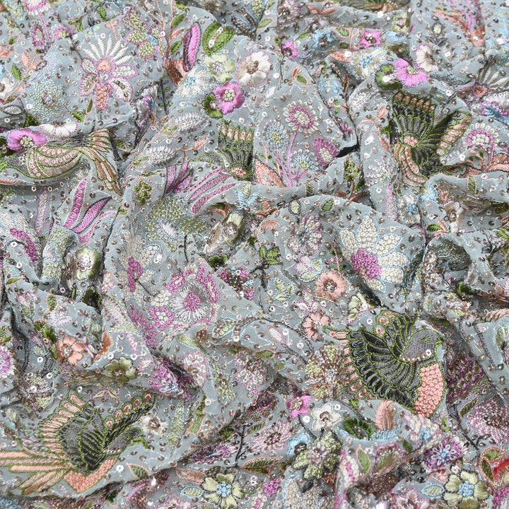 Viscose Georgette Thread & Sequins Embroidery 54"| Designer Fabrics | D28741-01