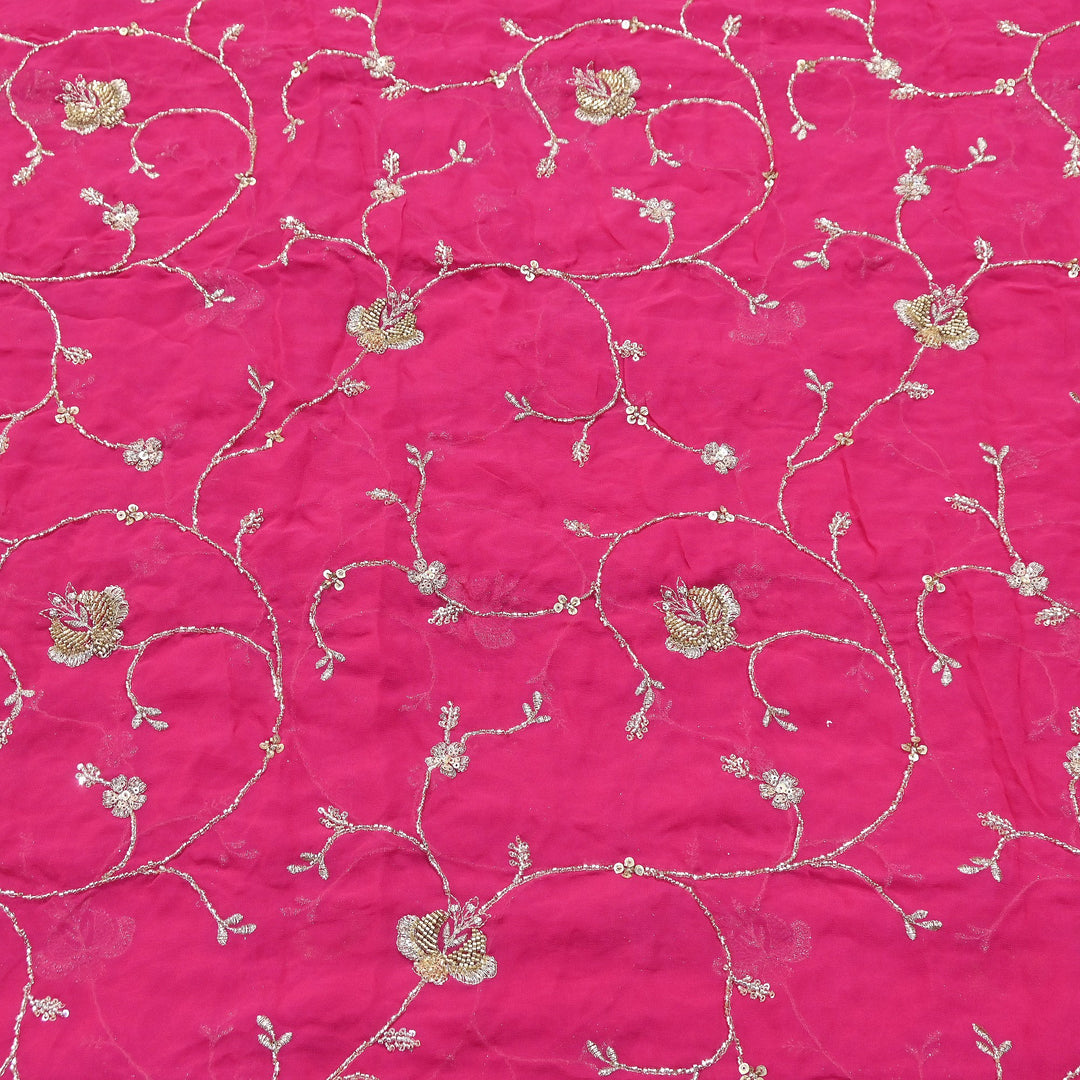 Premium Dyed Viscose Georgette Zari, Sequins & Moti Embroidery Fabric – Luxury Designer Fabric| V20895-2