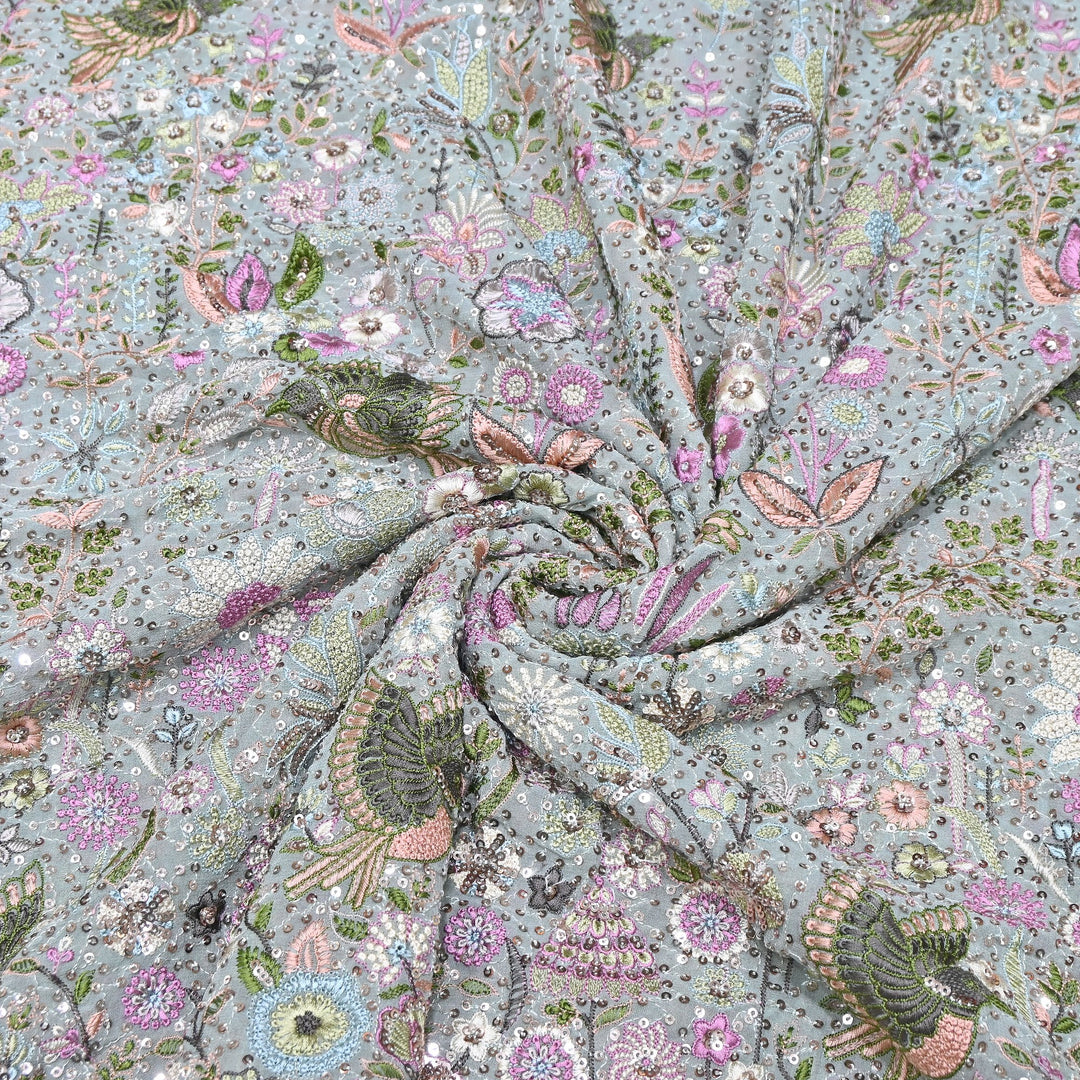 Viscose Georgette Thread & Sequins Embroidery 54"| Designer Fabrics | D28741-01