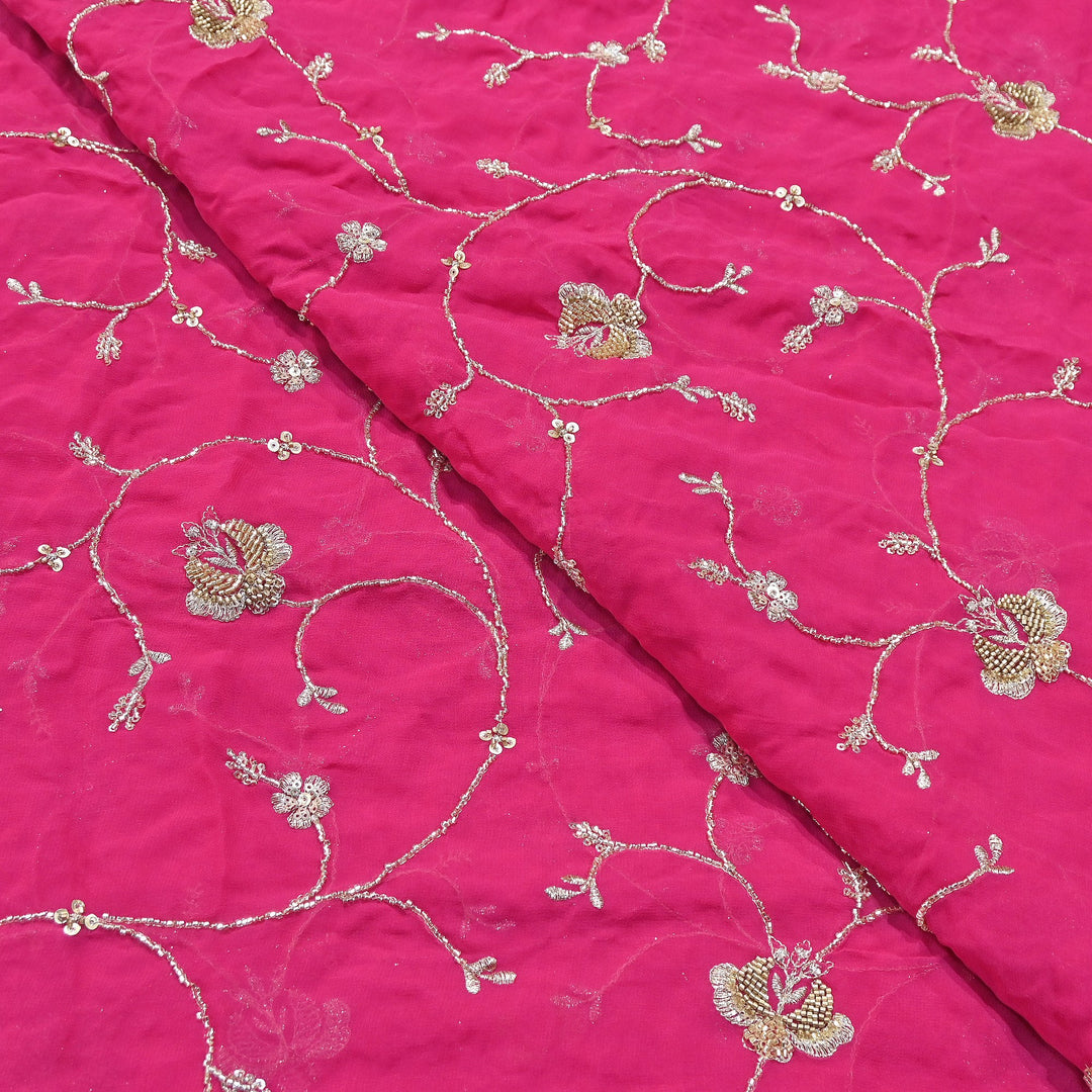 Premium Dyed Viscose Georgette Zari, Sequins & Moti Embroidery Fabric – Luxury Designer Fabric| V20895-2