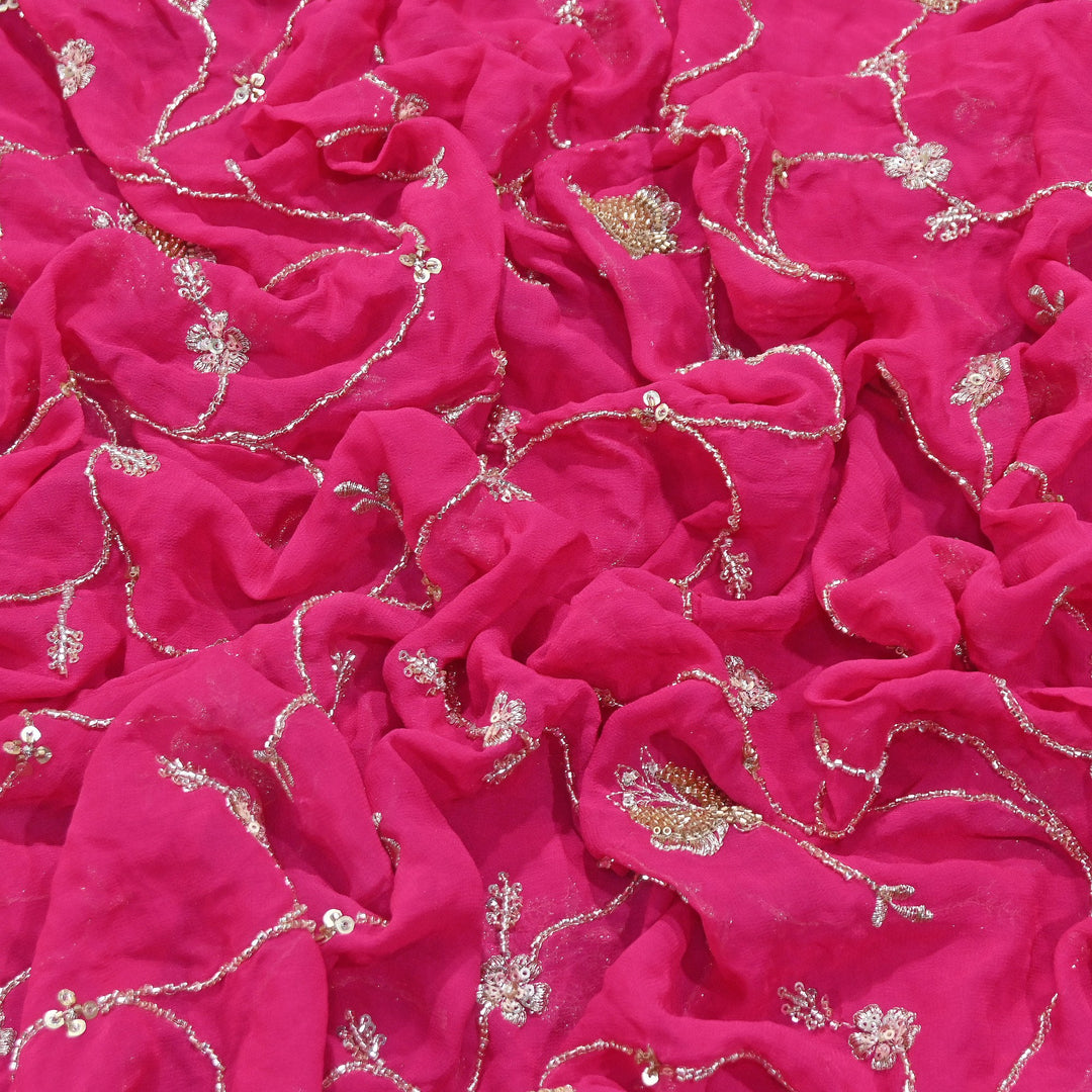 Premium Dyed Viscose Georgette Zari, Sequins & Moti Embroidery Fabric – Luxury Designer Fabric| V20895-2