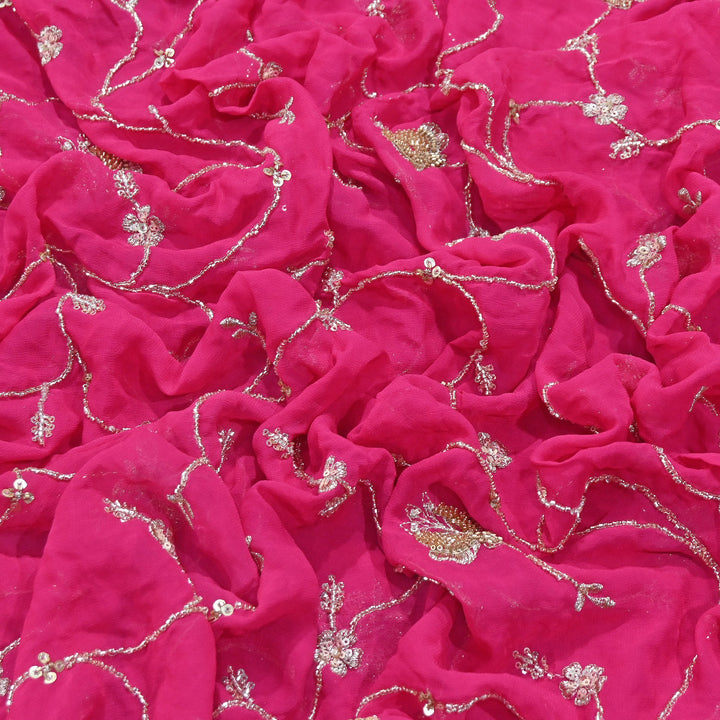 Premium Dyed Viscose Georgette Zari, Sequins & Moti Embroidery Fabric – Luxury Designer Fabric| V20895-2