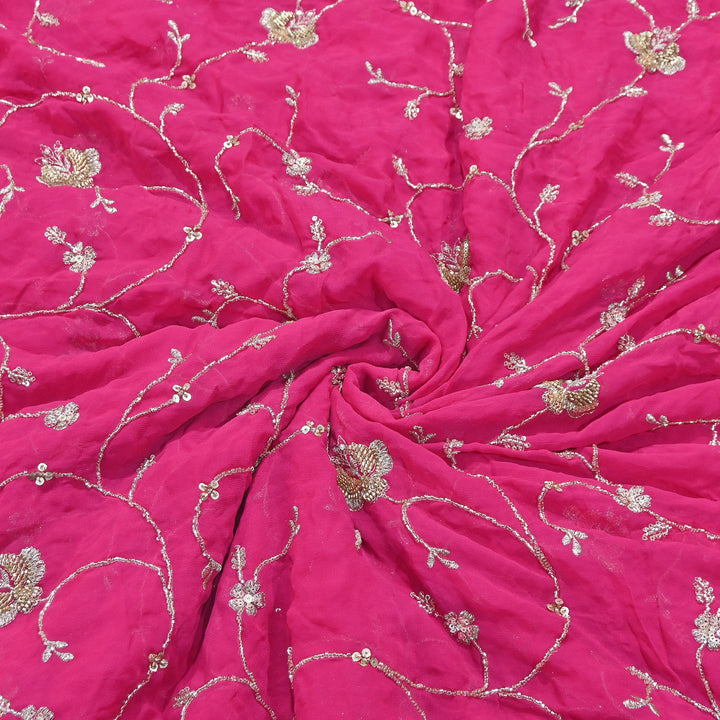 Premium Dyed Viscose Georgette Zari, Sequins & Moti Embroidery Fabric – Luxury Designer Fabric| V20895-2