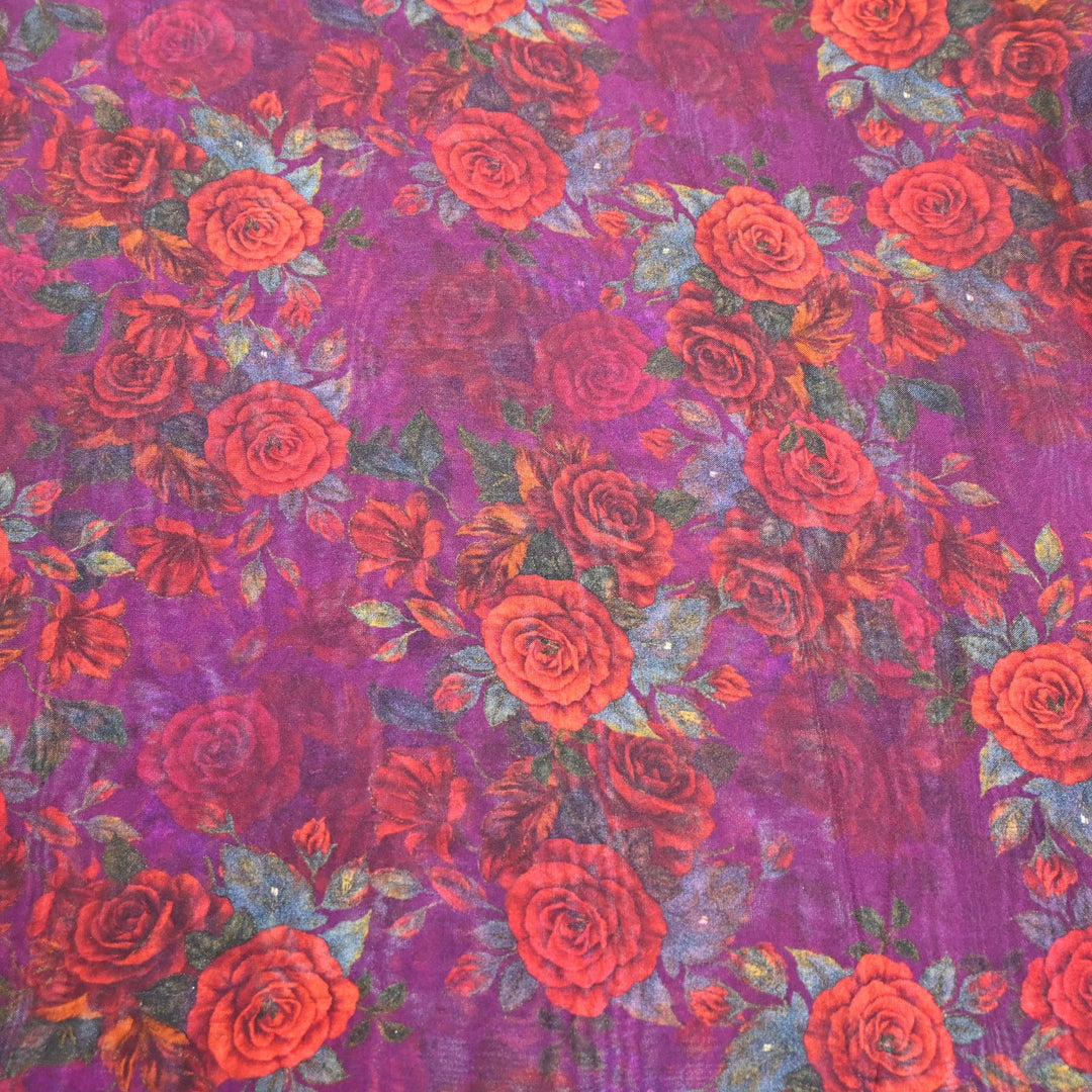 Premium Viscose Organza Digital Print Floral Designer Fabric 001665-16