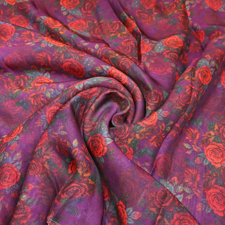 Premium Viscose Organza Digital Print Floral Designer Fabric 001665-16