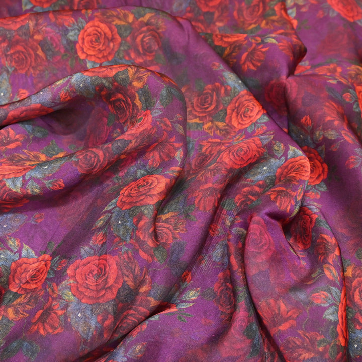Premium Viscose Organza Digital Print Floral Designer Fabric 001665-16