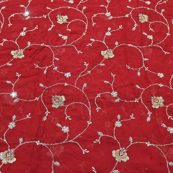 Premium Dyed Viscose Georgette Zari, Sequins & Moti Embroidery Fabric – Luxury Designer Fabric| V20895-4