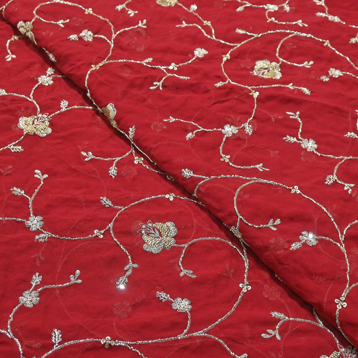 Premium Dyed Viscose Georgette Zari, Sequins & Moti Embroidery Fabric – Luxury Designer Fabric| V20895-4