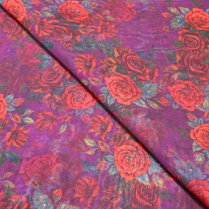 Premium Viscose Organza Digital Print Floral Designer Fabric 001665-16