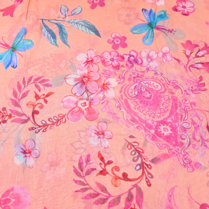 Premium Viscose Organza Digital Print Floral Designer Fabric 001665-7