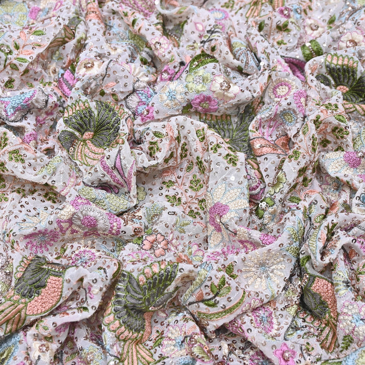 Viscose Georgette Thread & Sequins Embroidery 54"| Designer Fabrics | D28741-03