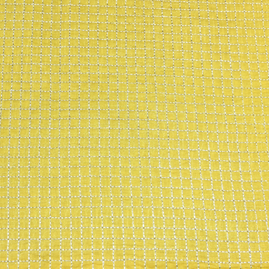 Yellow Color Mul Chanderi Zari Embroidery Fabric  – Designer Fabric ✨ – V10163B-3