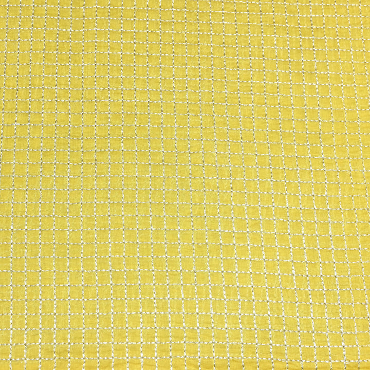 Yellow Color Mul Chanderi Zari Embroidery Fabric  – Designer Fabric ✨ – V10163B-3