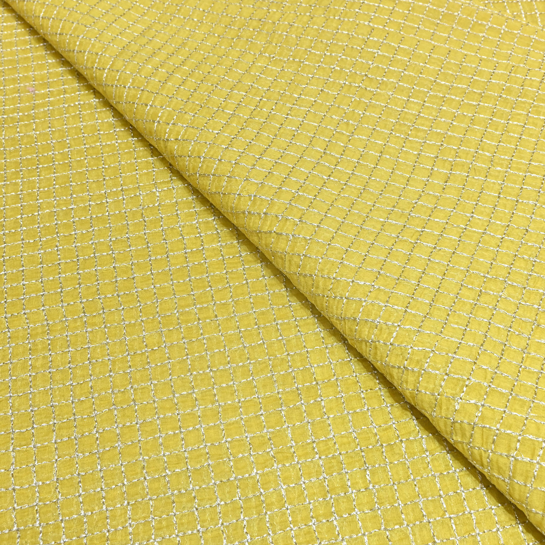 Yellow Color Mul Chanderi Zari Embroidery Fabric  – Designer Fabric ✨ – V10163B-3