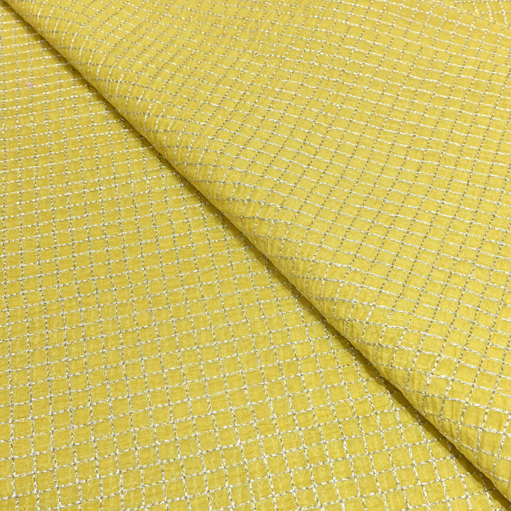Yellow Color Mul Chanderi Zari Embroidery Fabric  – Designer Fabric ✨ – V10163B-3