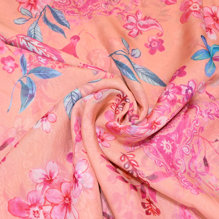 Premium Viscose Organza Digital Print Floral Designer Fabric 001665-7