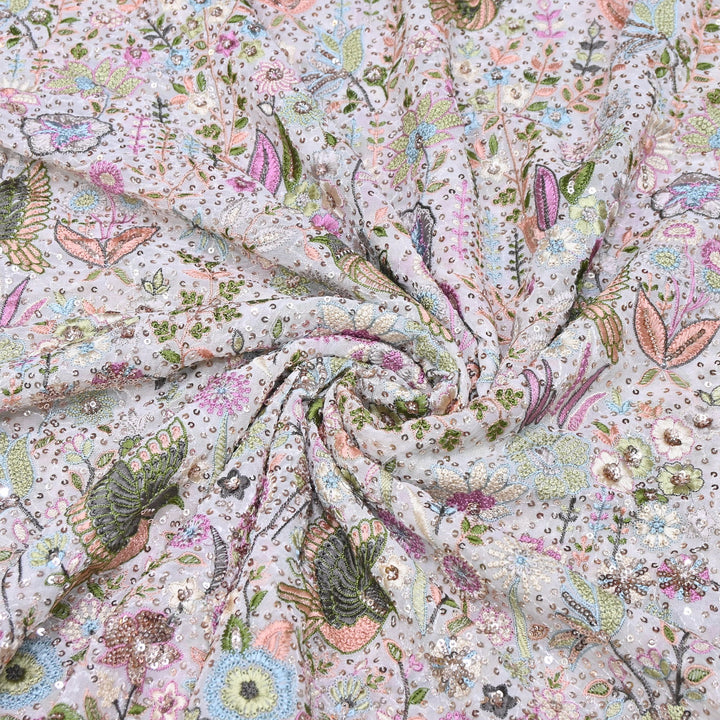 Viscose Georgette Thread & Sequins Embroidery 54"| Designer Fabrics | D28741-03
