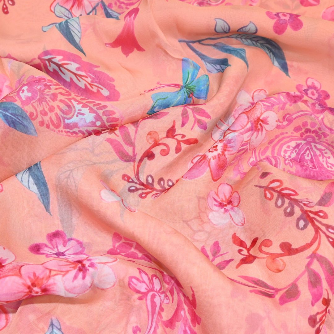 Premium Viscose Organza Digital Print Floral Designer Fabric 001665-7