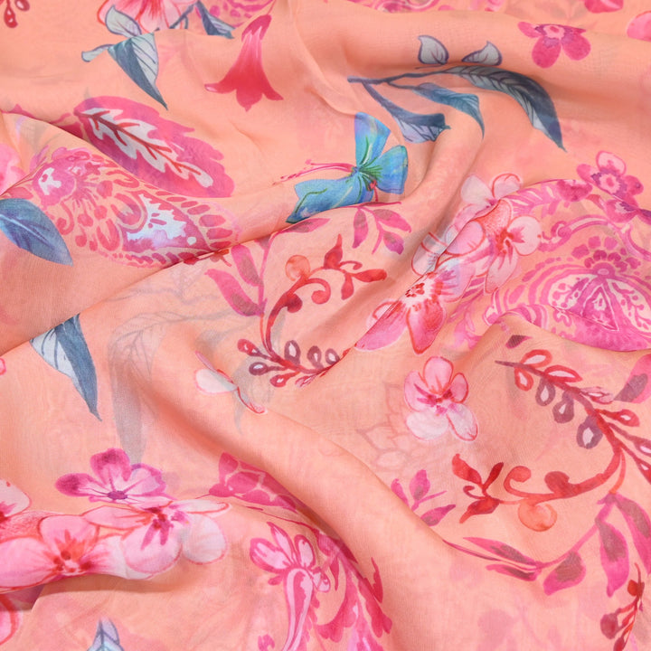 Premium Viscose Organza Digital Print Floral Designer Fabric 001665-7