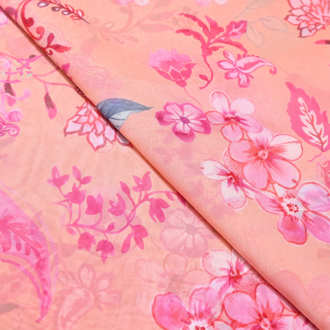 Premium Viscose Organza Digital Print Floral Designer Fabric 001665-7