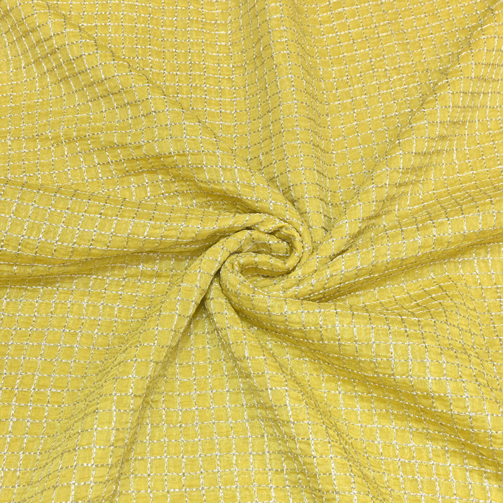 Yellow Color Mul Chanderi Zari Embroidery Fabric  – Designer Fabric ✨ – V10163B-3