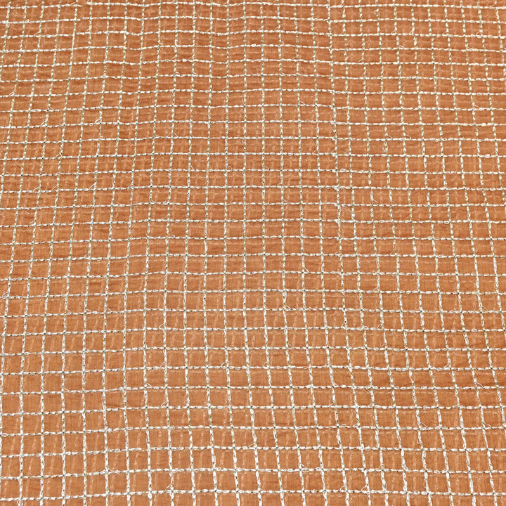 Caramel Brown Color Mul Chanderi Zari Embroidery Fabric – Designer Fabric ✨ – V10175B-2