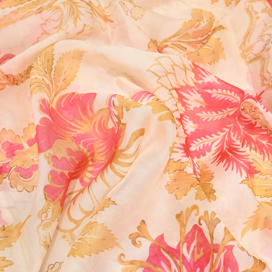Premium Viscose Organza Digital Print Floral Designer Fabric 001665-9