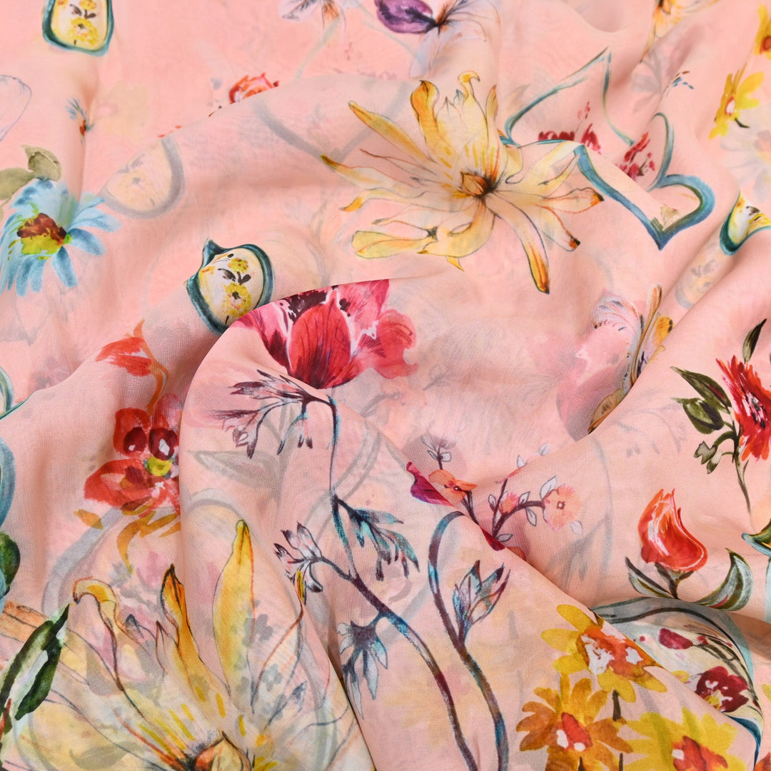 Premium Viscose Organza Digital Print Floral Designer Fabric 001665-10