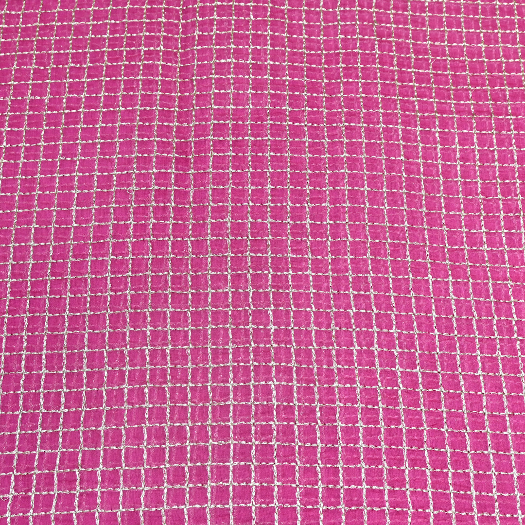 Pink Color Mul Chanderi Zari Embroidery Fabric  – Designer Fabric ✨ – V10163B-5