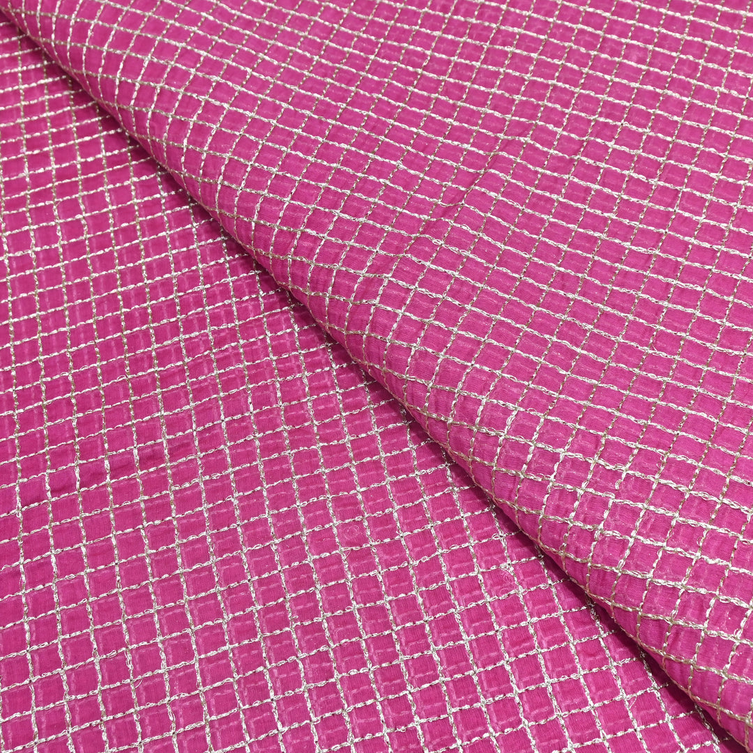 Pink Color Mul Chanderi Zari Embroidery Fabric  – Designer Fabric ✨ – V10163B-5