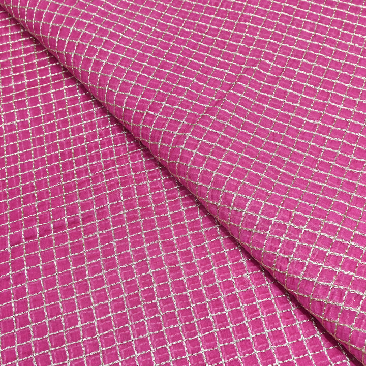 Pink Color Mul Chanderi Zari Embroidery Fabric  – Designer Fabric ✨ – V10163B-5