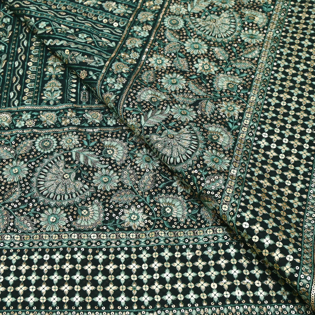 Georgette Zari & Sequins Embroidery 54"| Designer Fabric | D28053-01