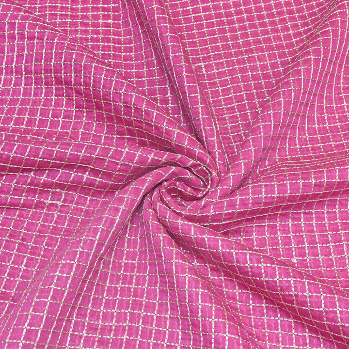 Pink Color Mul Chanderi Zari Embroidery Fabric  – Designer Fabric ✨ – V10163B-5