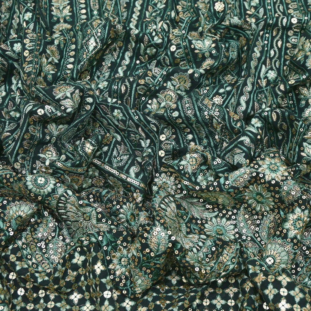 Georgette Zari & Sequins Embroidery 54"| Designer Fabric | D28053-01