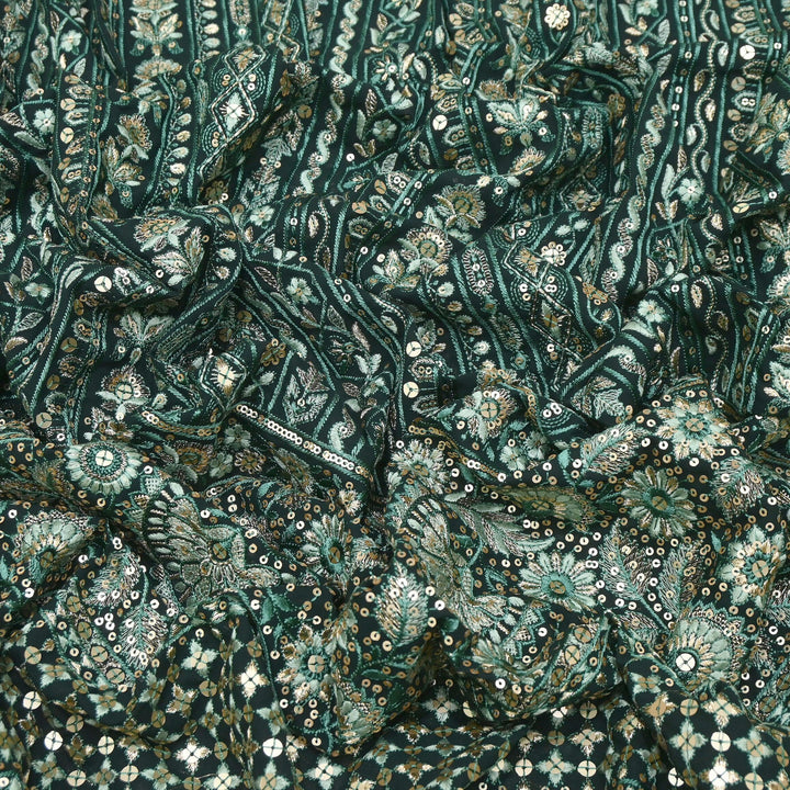 Georgette Zari & Sequins Embroidery 54"| Designer Fabric | D28053-01