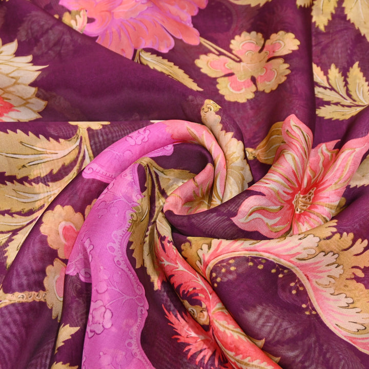 Premium Viscose Organza Digital Print Floral Designer Fabric 001665-19