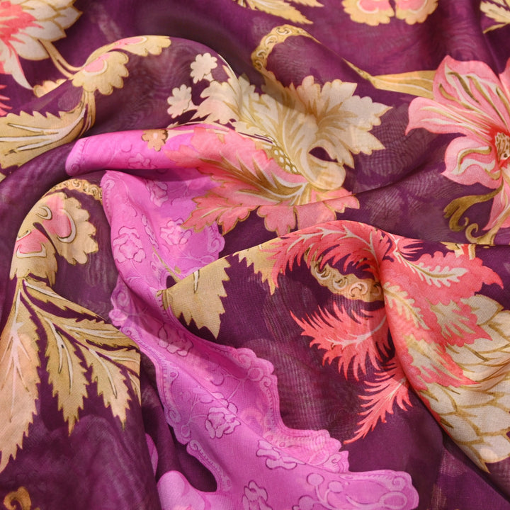 Premium Viscose Organza Digital Print Floral Designer Fabric 001665-19