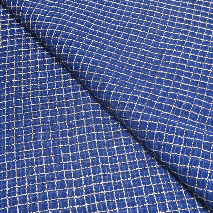 Navy Blue Color Mul Chanderi Zari Embroidery Fabric – Designer Fabric ✨ – V10175B-1