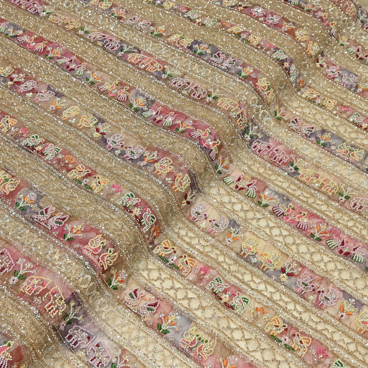 Premium Dyed Net Fabric featuring Beautiful Moti & Sequins Embroidery | VI2562C