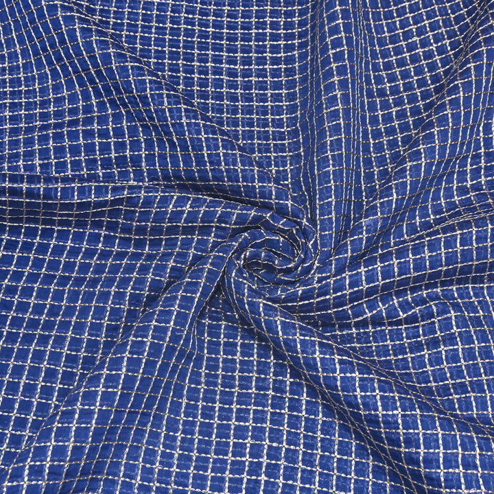Navy Blue Color Mul Chanderi Zari Embroidery Fabric – Designer Fabric ✨ – V10175B-1