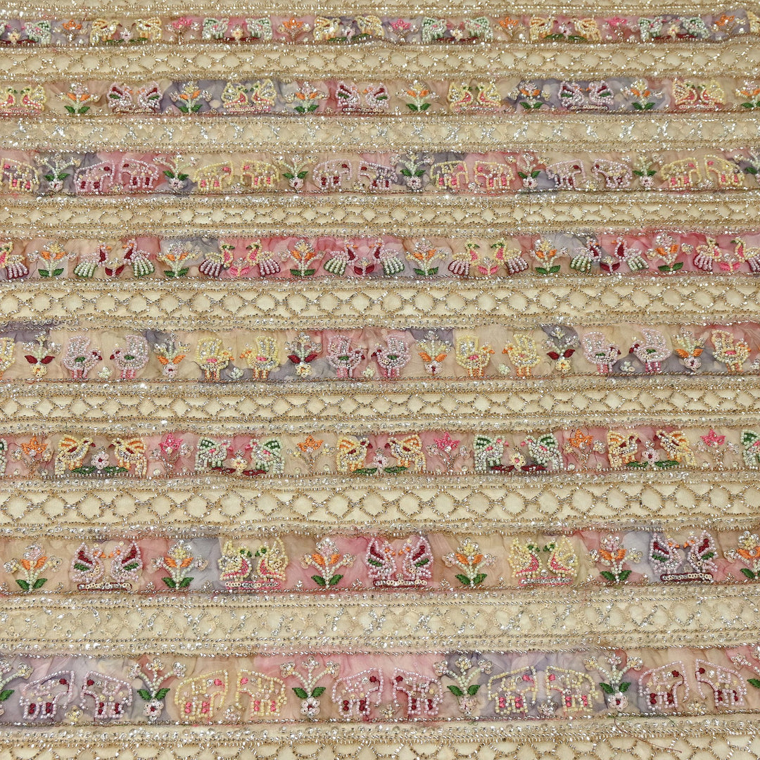 Premium Dyed Net Fabric featuring Beautiful Moti & Sequins Embroidery | VI2562C