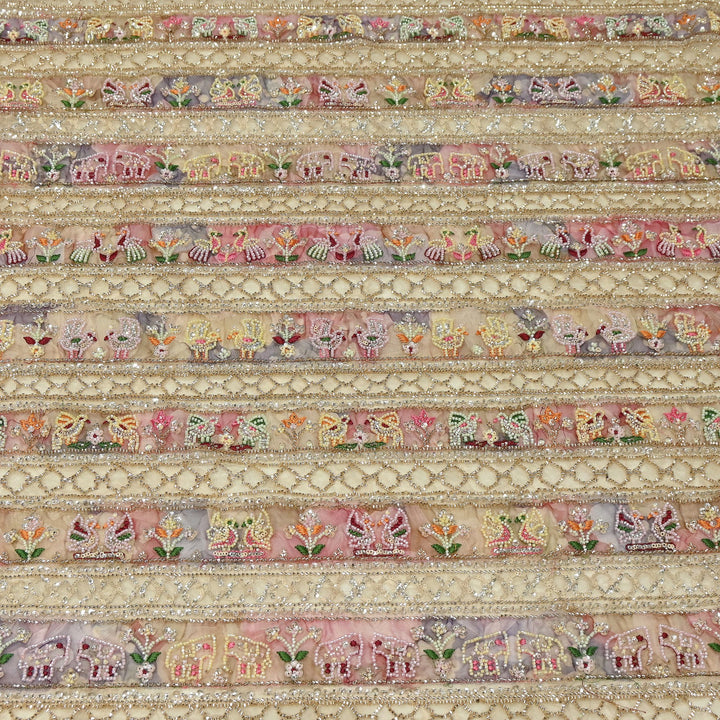 Premium Dyed Net Fabric featuring Beautiful Moti & Sequins Embroidery | VI2562C