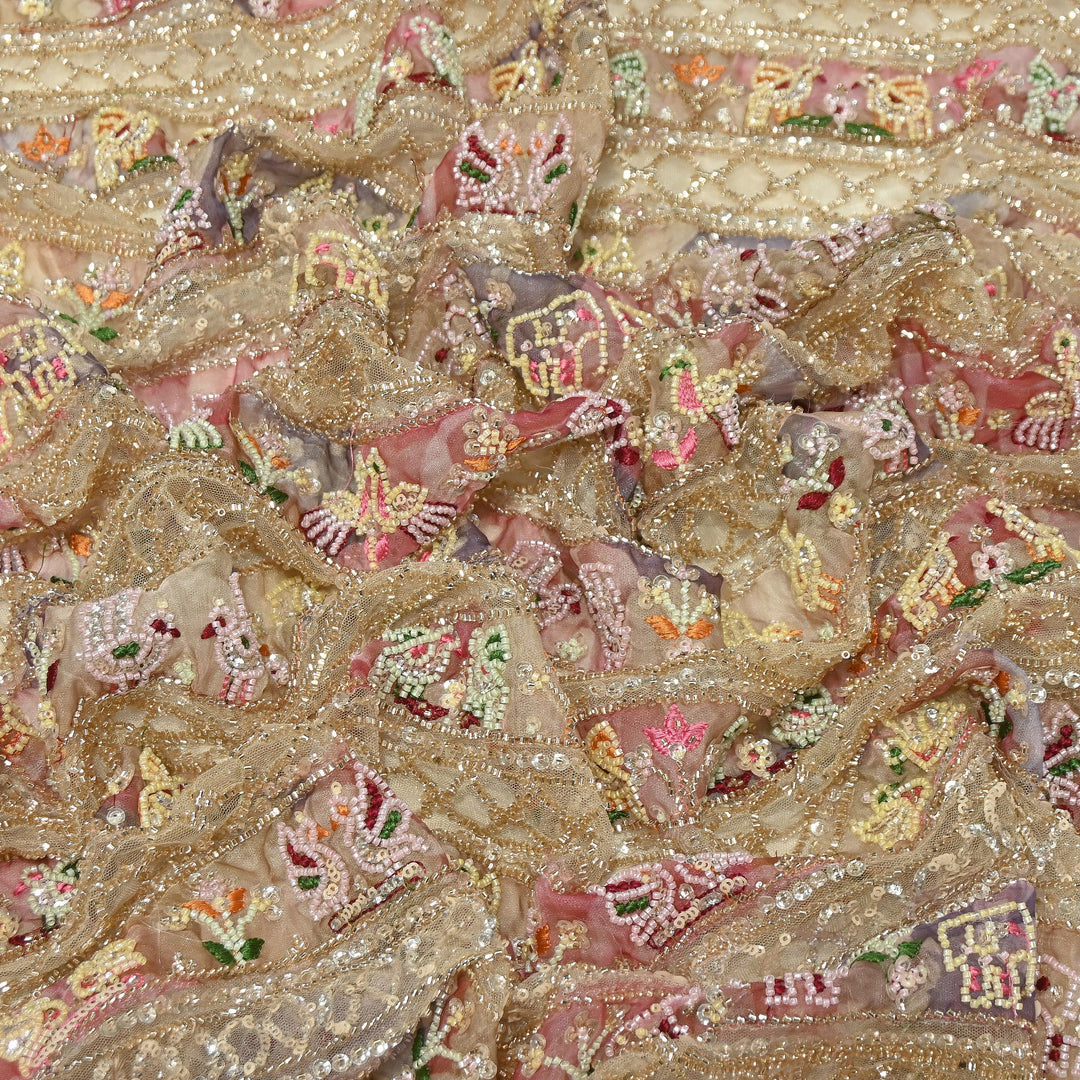 Premium Dyed Net Fabric featuring Beautiful Moti & Sequins Embroidery | VI2562C