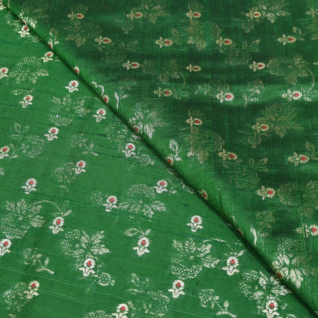 Pure Raw Silk Alfi Zari Brocade Fabric 44" | Luxury Traditional Designer Fabric | ASE001-14