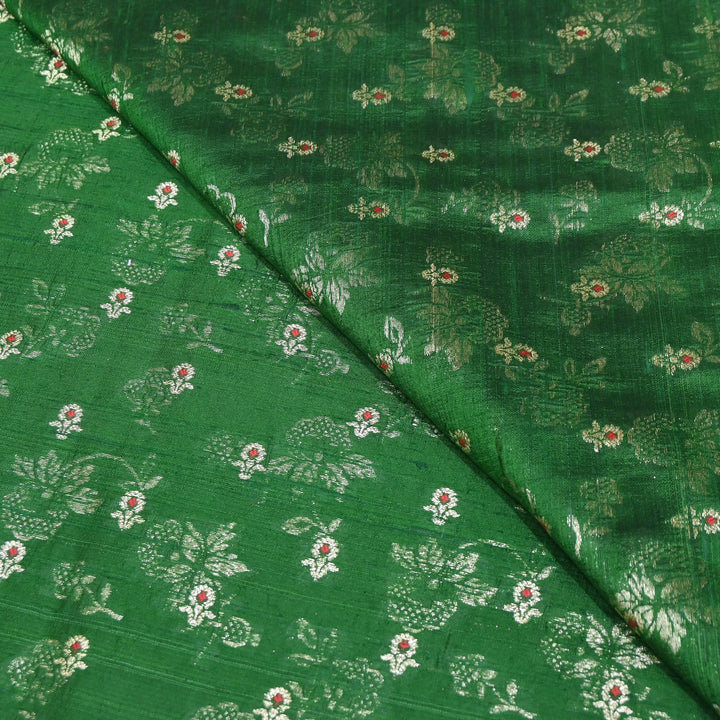 Pure Raw Silk Alfi Zari Brocade Fabric 44" | Luxury Traditional Designer Fabric | ASE001-14