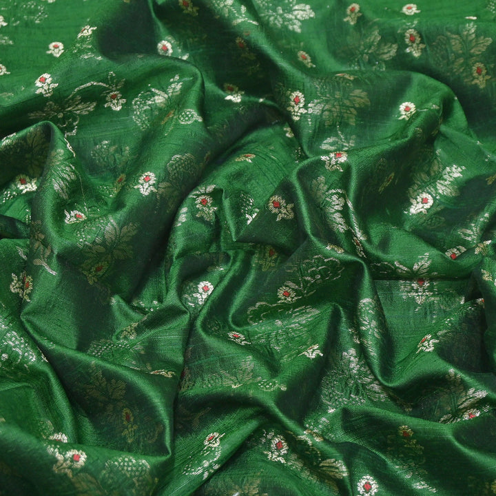 Pure Raw Silk Alfi Zari Brocade Fabric 44" | Luxury Traditional Designer Fabric | ASE001-14