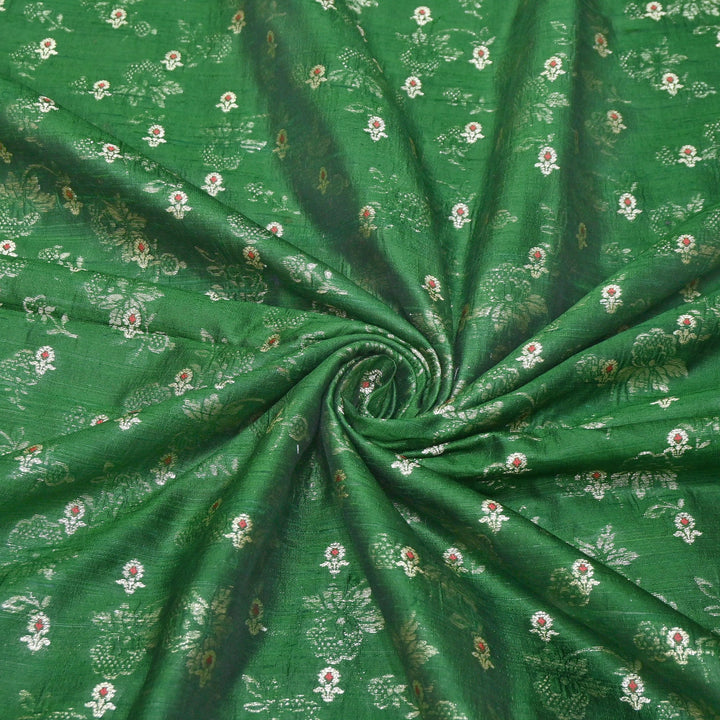 Pure Raw Silk Alfi Zari Brocade Fabric 44" | Luxury Traditional Designer Fabric | ASE001-14