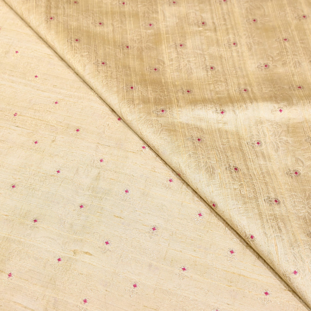 Pure Raw Silk Alfi Zari Brocade Fabric 44" | Luxury Traditional Designer Fabric | ASE001-15